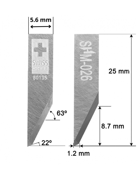 Cuchilla EN SUPER METAL DURO (SHM) Summa 500-0813 / 500-9813 / Z26 / 3910317 / SHM-026