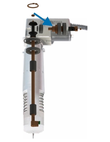 Asymmetric axis for the 1 mm oscilation generation of the EOT-40 Tool. For Lectra cutting machines