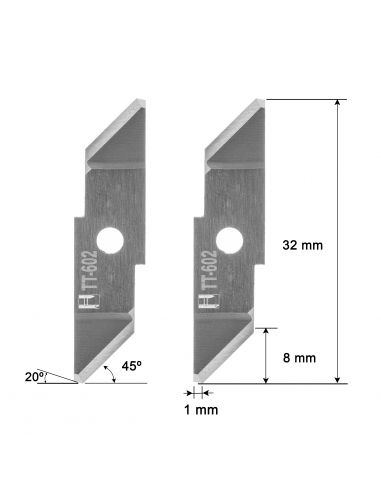 Cuchilla Teseo M2N 45 ST1A - 535 091 602 / X2N 45 ST1A - 535 091 603 / HTT-602 / HTT-045WT / 45º