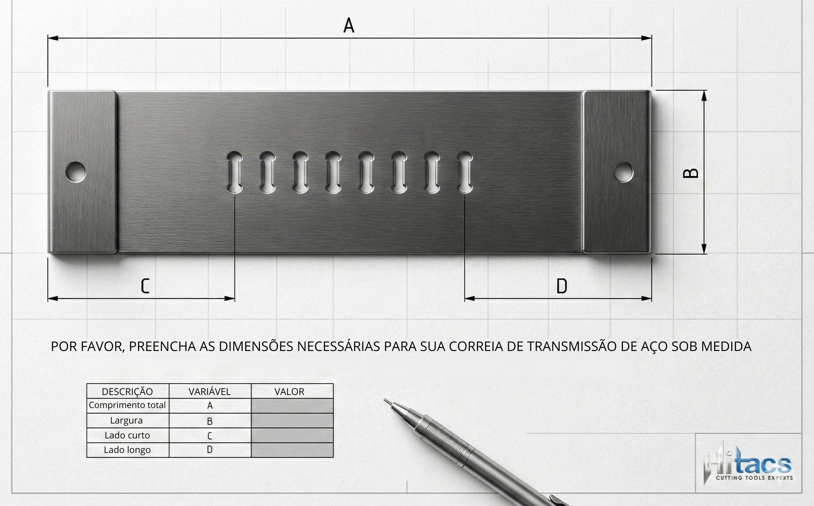 Medição da correia dentada de aço do eixo X das séries PN/LC