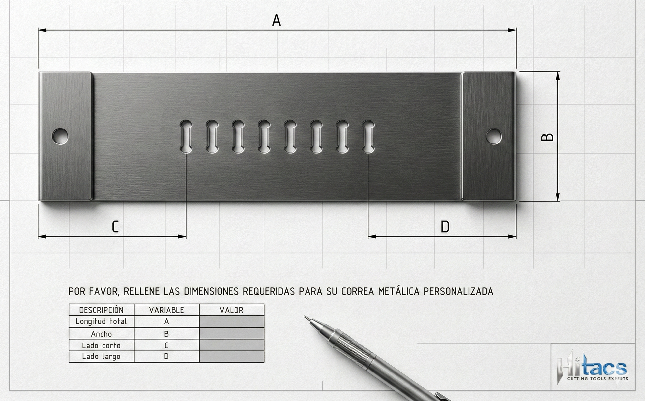oma de medidas de la correa de transmisión de acero del eje X (dentada) de las series PN/LC